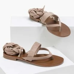 The Fashion Project Σανδάλια φλατ Lace Up - Μπεζ -Σανδάλια κατάστημα flat lace up sandalia 87285 iwe4