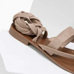 The Fashion Project Σανδάλια φλατ Lace Up - Μπεζ -Σανδάλια κατάστημα flat lace up sandalia 87285 tfl2