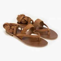 The Fashion Project Σανδάλια φλατ Lace Up - Ταμπά -Σανδάλια κατάστημα flat lace up sandalia 87286 mf4e