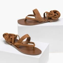 The Fashion Project Σανδάλια φλατ Lace Up - Ταμπά -Σανδάλια κατάστημα flat lace up sandalia 87286 w18s