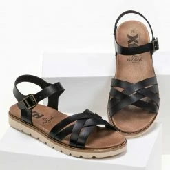 Xti Footwear Πέδιλα φλατ με πλεγμένα λουράκια XTi 42717 - Μαύρο -Σανδάλια κατάστημα flat pedila me plegmena lourakia xti 42717 90171 bl4i