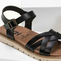 Xti Footwear Πέδιλα φλατ με πλεγμένα λουράκια XTi 42717 - Μαύρο -Σανδάλια κατάστημα flat pedila me plegmena lourakia xti 42717 90171 mkri
