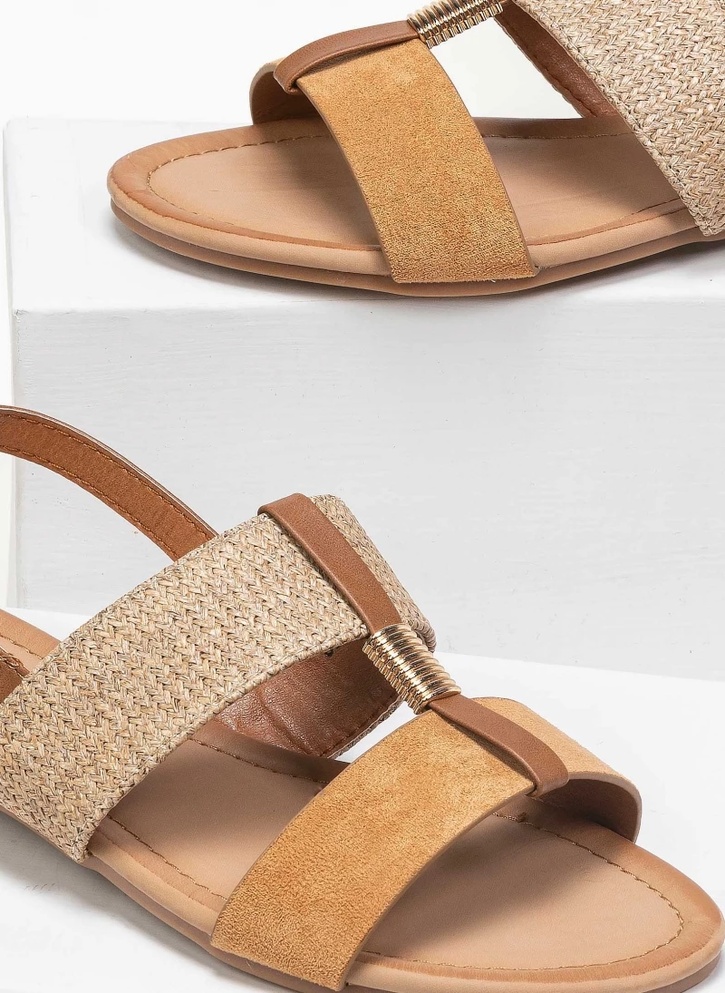 The Fashion Project Πέδιλα φλατ με ψάθινη φάσα - Κάμελ 3 The Fashion Project Πέδιλα φλατ με ψάθινη φάσα - Κάμελ