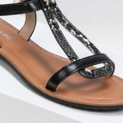 The Fashion Project Πέδιλα Flat με σχέδιο φίδι - Μαύρο 7 The Fashion Project Πέδιλα Flat με σχέδιο φίδι - Μαύρο -Σανδάλια κατάστημα flat pedila me sxedio fidi 89732 48xk