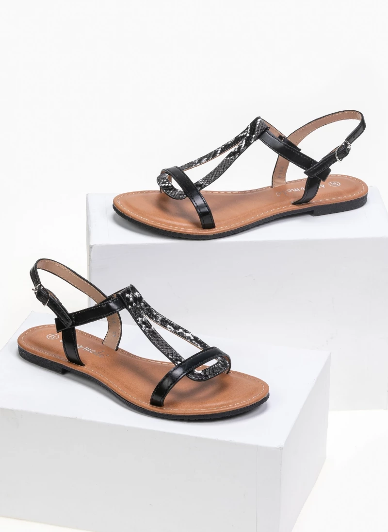 The Fashion Project Πέδιλα Flat με σχέδιο φίδι - Μαύρο 3 The Fashion Project Πέδιλα Flat με σχέδιο φίδι - Μαύρο