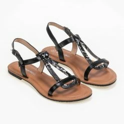 The Fashion Project Πέδιλα Flat με σχέδιο φίδι - Μαύρο 8 The Fashion Project Πέδιλα Flat με σχέδιο φίδι - Μαύρο -Σανδάλια κατάστημα flat pedila me sxedio fidi 89732 vy0t