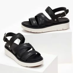 Flatform δερμάτινα πέδιλα CARMELA 68418 - Μαύρο -Σανδάλια κατάστημα flatform dermatina pedila carmela 68418 101706 rn83