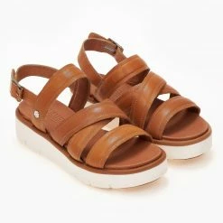 Flatform δερμάτινα πέδιλα CARMELA 68418 - Κάμελ -Σανδάλια κατάστημα flatform dermatina pedila carmela 68418 101707 etpd