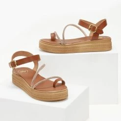 Flatform πέδιλα TFP με μπαρέτα και Strass - Ταμπά -Σανδάλια κατάστημα flatform pedila tfp me mpareta kai strass 105805 lzvc