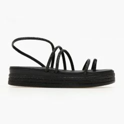 Σανδάλια κατάστημα -Σανδάλια κατάστημα flatforms dermatina estil me strass lourakia 105354 p93i