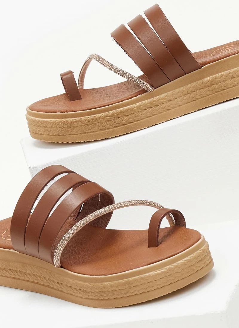 Flatforms δερμάτινα TFP με λοξό Strass λουράκι - Ταμπά 6 Flatforms δερμάτινα TFP με λοξό Strass λουράκι - Ταμπά - Image 4