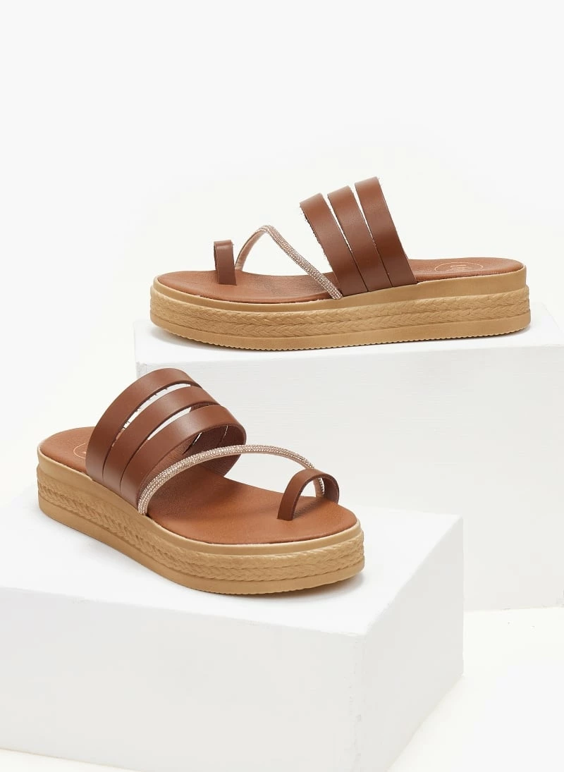 Flatforms δερμάτινα TFP με λοξό Strass λουράκι - Ταμπά 4 Flatforms δερμάτινα TFP με λοξό Strass λουράκι - Ταμπά - Image 2