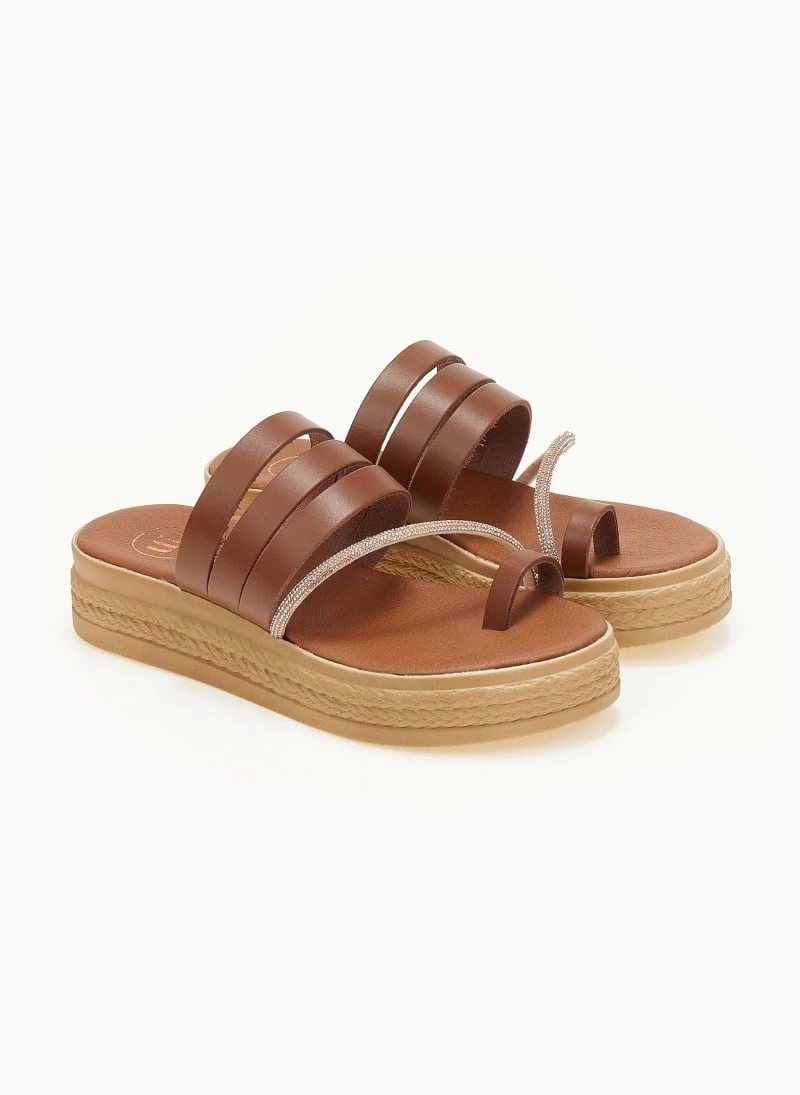 Flatforms δερμάτινα TFP με λοξό Strass λουράκι - Ταμπά 5 Flatforms δερμάτινα TFP με λοξό Strass λουράκι - Ταμπά - Image 3