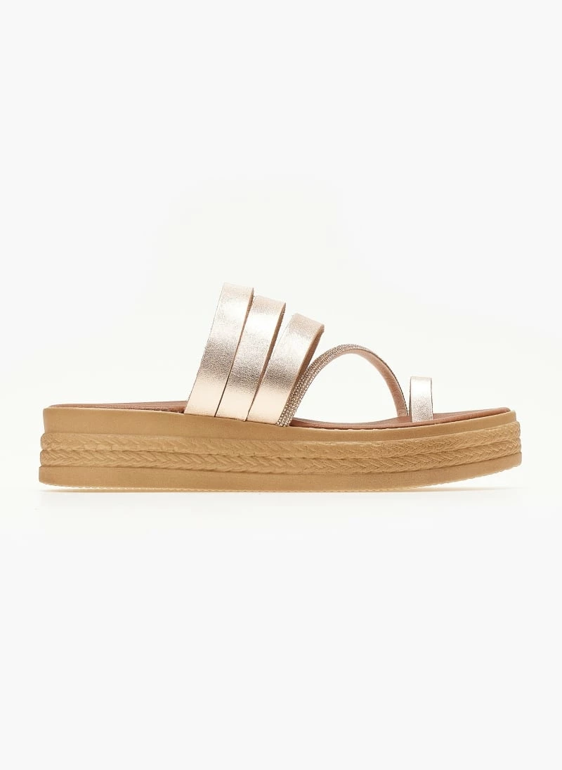 Flatforms δερμάτινα TFP με λοξό Strass λουράκι - Χαλκός 4 Flatforms δερμάτινα TFP με λοξό Strass λουράκι - Χαλκός - Image 2