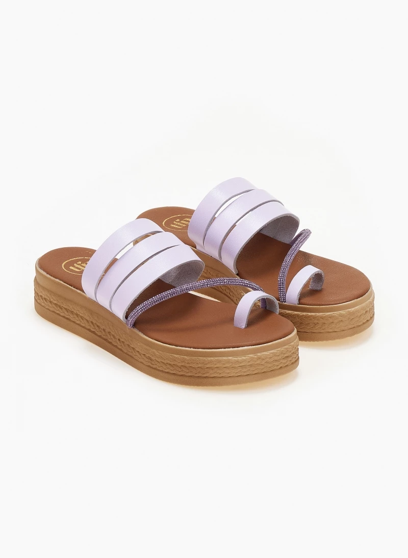 Flatforms δερμάτινα TFP με λοξό Strass λουράκι - Λιλά 4 Flatforms δερμάτινα TFP με λοξό Strass λουράκι - Λιλά - Image 2