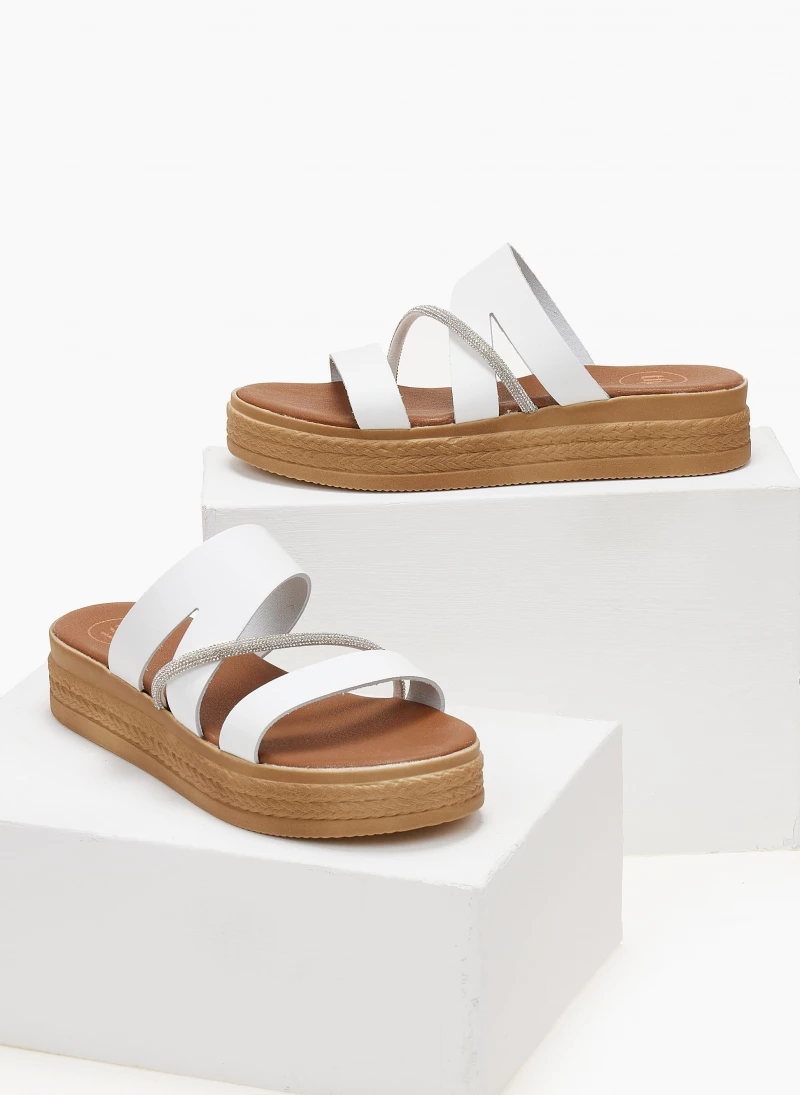 Flatforms δερμάτινα TFP με Strass - Λευκό 7 Flatforms δερμάτινα TFP με Strass - Λευκό - Image 5