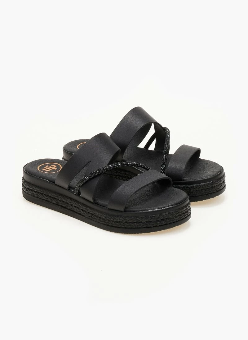 Flatforms δερμάτινα TFP με Strass - Μαύρο 5 Flatforms δερμάτινα TFP με Strass - Μαύρο - Image 3