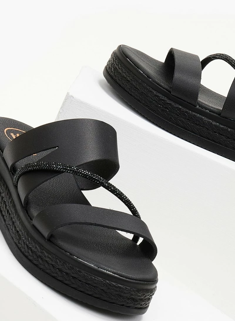 Flatforms δερμάτινα TFP με Strass - Μαύρο 7 Flatforms δερμάτινα TFP με Strass - Μαύρο - Image 5