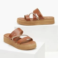 Flatforms δερμάτινα TFP με Strass - Ταμπά -Σανδάλια κατάστημα flatforms dermatina tfp me strass 105714 2ail