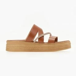 Flatforms δερμάτινα TFP με Strass - Ταμπά -Σανδάλια κατάστημα flatforms dermatina tfp me strass 105714 pvw1