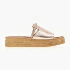 Flatforms δερμάτινα TFP με Strass λουράκι - Χαλκός