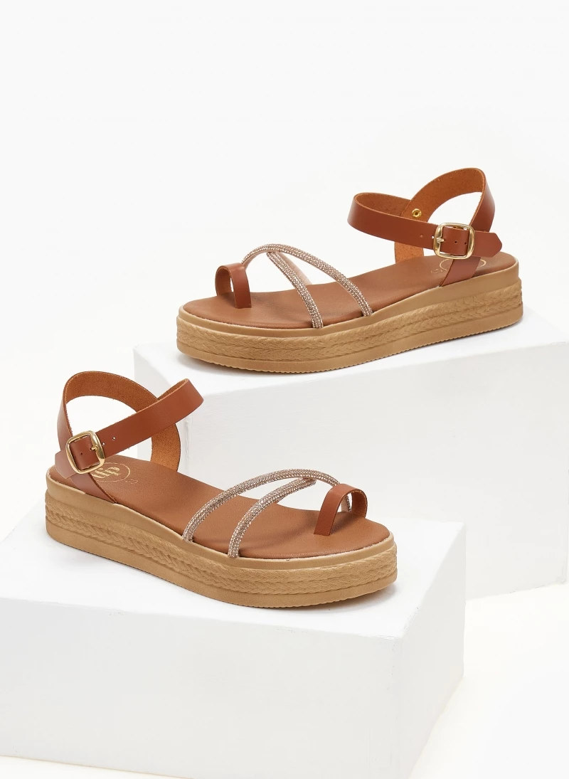 The Fashion Project Flatforms δερμάτινα TFP με Strass χιαστί λουράκια - Ταμπά 5 The Fashion Project Flatforms δερμάτινα TFP με Strass χιαστί λουράκια - Ταμπά - Image 3