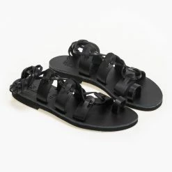 IRIS Πέδιλα δερμάτινα ίσια Lace Up - Μαύρο -Σανδάλια κατάστημα isia dermatina lace up pedila 90632 xw8w