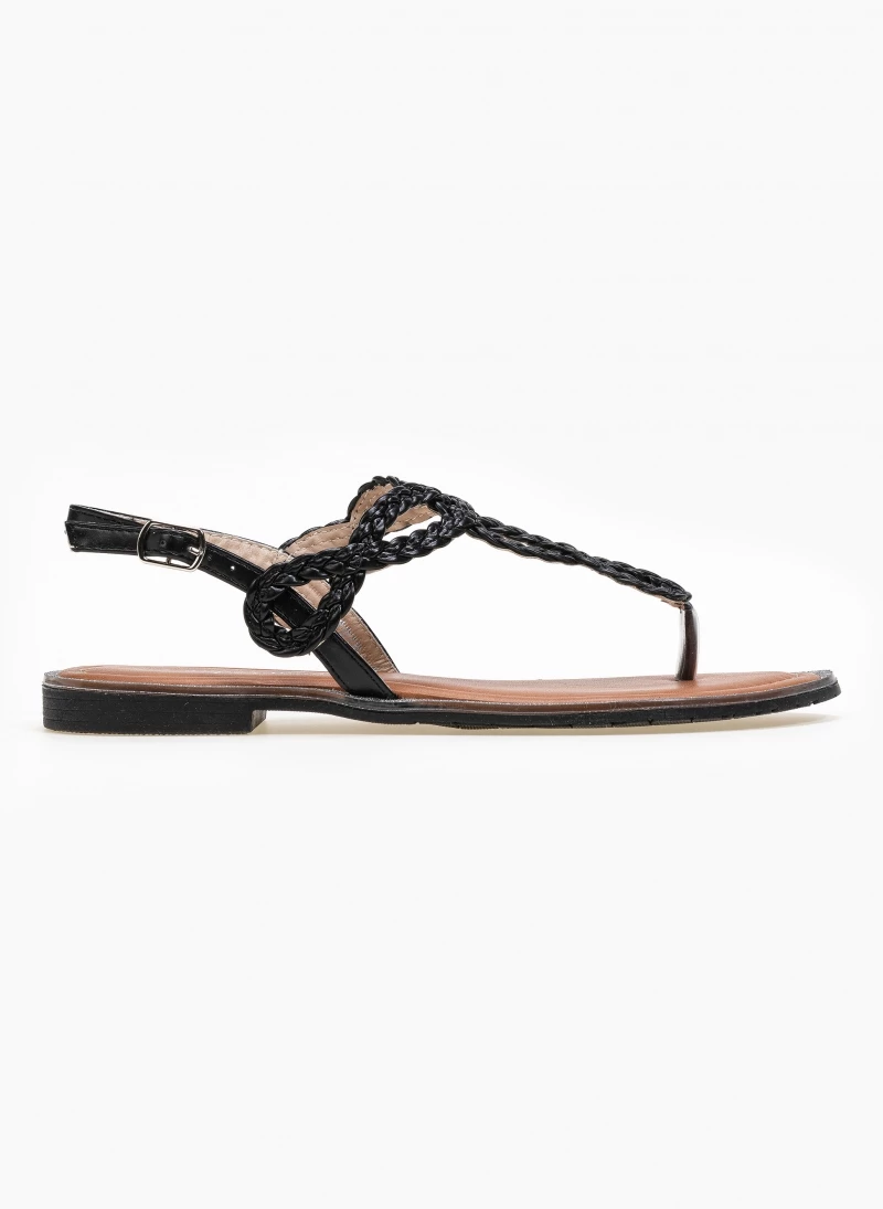 The Fashion Project Πέδιλα ίσια με κοτσιδάκια - Μαύρο 6 The Fashion Project Πέδιλα ίσια με κοτσιδάκια - Μαύρο - Image 4