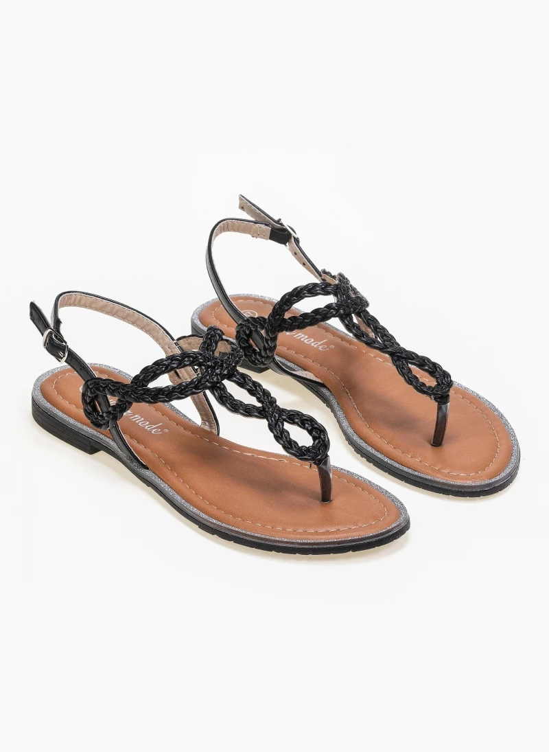 The Fashion Project Πέδιλα ίσια με κοτσιδάκια - Μαύρο 5 The Fashion Project Πέδιλα ίσια με κοτσιδάκια - Μαύρο - Image 3