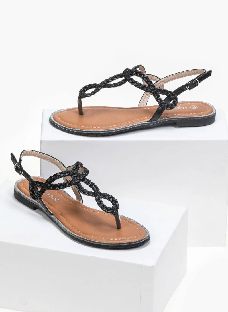 The Fashion Project Πέδιλα ίσια με κοτσιδάκια - Μαύρο 3 The Fashion Project Πέδιλα ίσια με κοτσιδάκια - Μαύρο