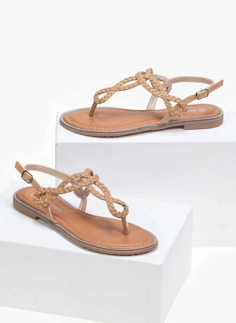 The Fashion Project Πέδιλα ίσια με κοτσιδάκια - Μπεζ 6 The Fashion Project Πέδιλα ίσια με κοτσιδάκια - Μπεζ - Image 4