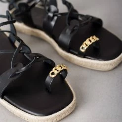 IRIS Lace Up πέδιλα με αλυσίδα στο δάκτυλο - Μαύρο -Σανδάλια κατάστημα lace up pedila me alusida sto daktulo 93994 g0ie