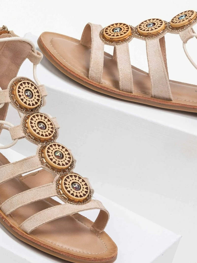 The Fashion Project Σανδάλια Lace Up με πέτρες - Μπεζ 4 The Fashion Project Σανδάλια Lace Up με πέτρες - Μπεζ - Image 2