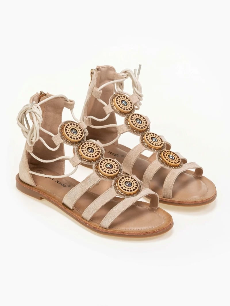 The Fashion Project Σανδάλια Lace Up με πέτρες - Μπεζ 3 The Fashion Project Σανδάλια Lace Up με πέτρες - Μπεζ