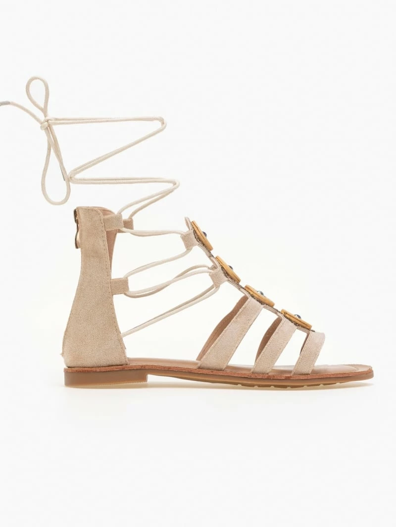 The Fashion Project Σανδάλια Lace Up με πέτρες - Μπεζ 5 The Fashion Project Σανδάλια Lace Up με πέτρες - Μπεζ - Image 3