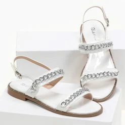 The Fashion Project Πέδιλα λουστρίνι φλατ με αλυσίδα - Λευκό 7 The Fashion Project Πέδιλα λουστρίνι φλατ με αλυσίδα - Λευκό -Σανδάλια κατάστημα loustrini flat pedila me alusida 90286 5ma7
