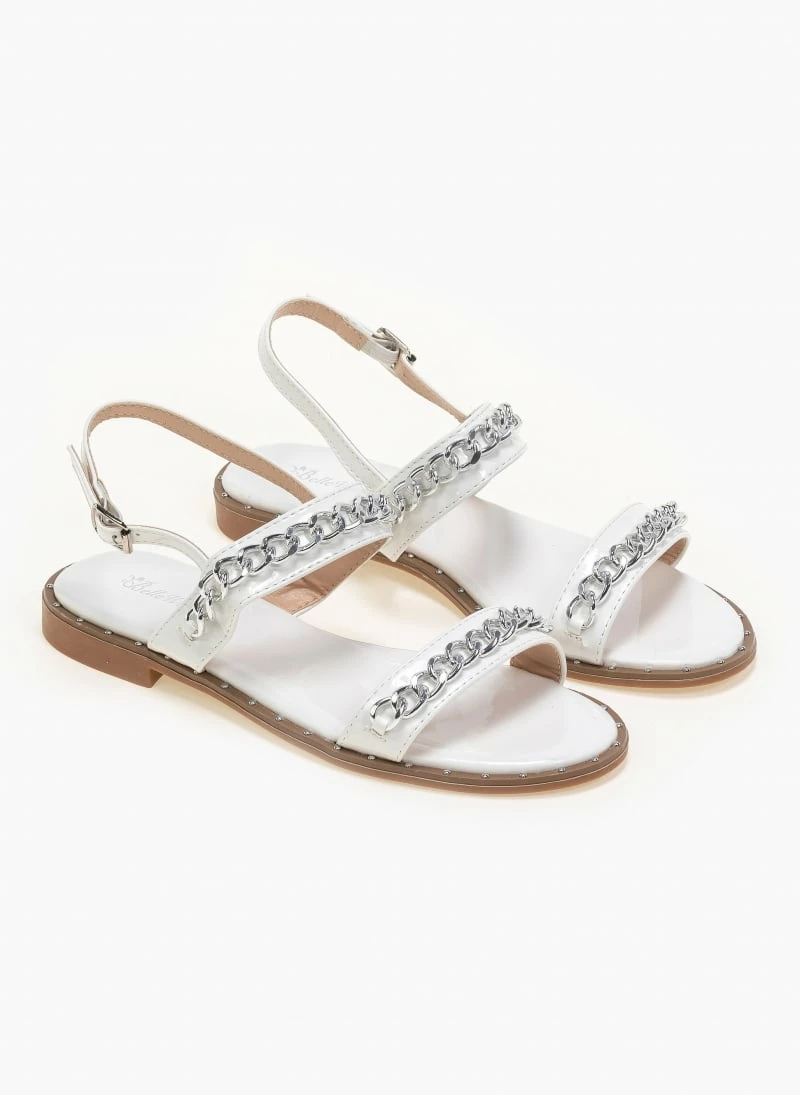 The Fashion Project Πέδιλα λουστρίνι φλατ με αλυσίδα - Λευκό 3 The Fashion Project Πέδιλα λουστρίνι φλατ με αλυσίδα - Λευκό