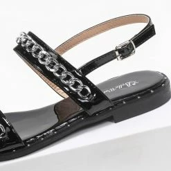The Fashion Project Πέδιλα λουστρίνι φλατ με αλυσίδα - Μαύρο 7 The Fashion Project Πέδιλα λουστρίνι φλατ με αλυσίδα - Μαύρο -Σανδάλια κατάστημα loustrini flat pedila me alusida 90287 744d