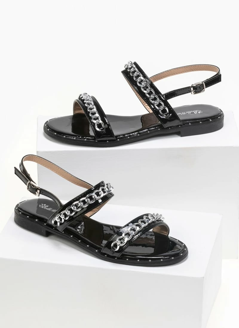 The Fashion Project Πέδιλα λουστρίνι φλατ με αλυσίδα - Μαύρο 5 The Fashion Project Πέδιλα λουστρίνι φλατ με αλυσίδα - Μαύρο - Image 3