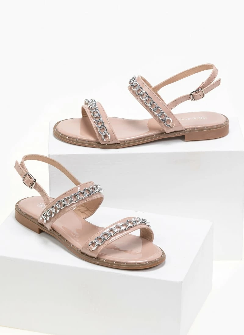 The Fashion Project Πέδιλα λουστρίνι φλατ με αλυσίδα - Nude 9 The Fashion Project Πέδιλα λουστρίνι φλατ με αλυσίδα - Nude - Image 7