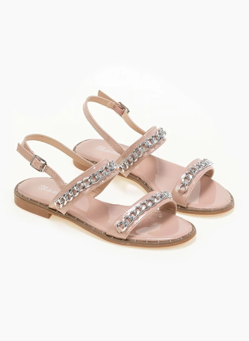 The Fashion Project Πέδιλα λουστρίνι φλατ με αλυσίδα - Nude 5 The Fashion Project Πέδιλα λουστρίνι φλατ με αλυσίδα - Nude - Image 3