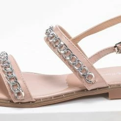 The Fashion Project Πέδιλα λουστρίνι φλατ με αλυσίδα - Nude 10 The Fashion Project Πέδιλα λουστρίνι φλατ με αλυσίδα - Nude -Σανδάλια κατάστημα loustrini flat pedila me alusida 90288 g34m