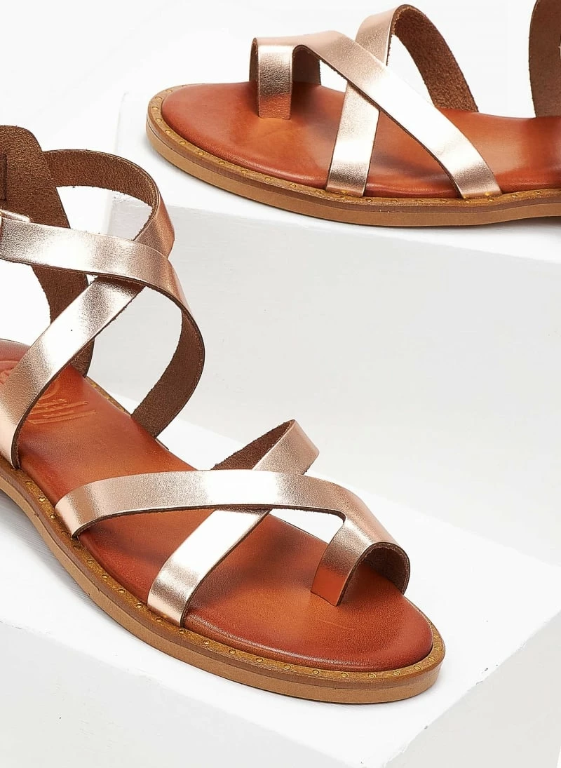 Πέδιλα δερμάτινα Tfp φλατ με δέσιμο στο πλάι - Χαλκός 8 Πέδιλα δερμάτινα Tfp φλατ με δέσιμο στο πλάι - Χαλκός - Image 6