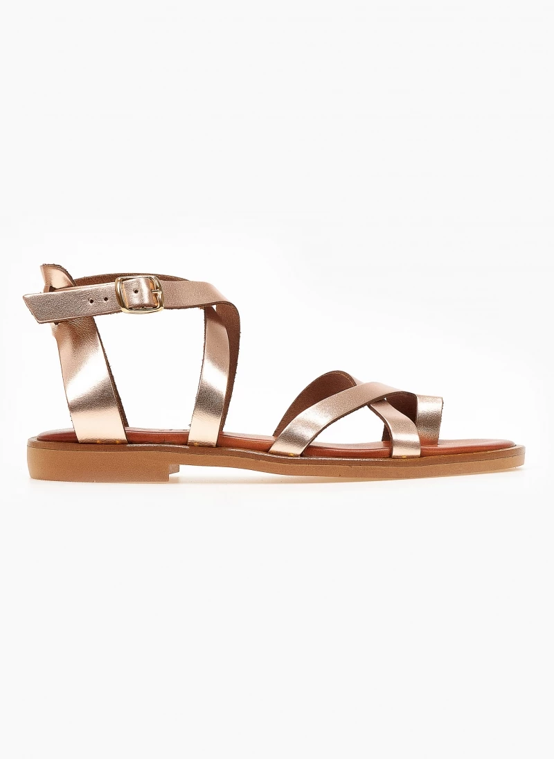 Πέδιλα δερμάτινα Tfp φλατ με δέσιμο στο πλάι - Χαλκός 4 Πέδιλα δερμάτινα Tfp φλατ με δέσιμο στο πλάι - Χαλκός - Image 2