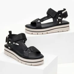 Πέδιλα δερμάτινα με Velcro CARMELA 68543 - Μαύρο -Σανδάλια κατάστημα pedila dermatina me velcro carmela 68543 104893 xo2z