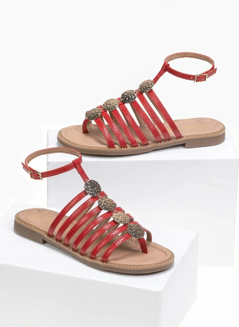 The Fashion Project Πέδιλα φλατ με λεπτά λουράκια - Κόκκινο 3 The Fashion Project Πέδιλα φλατ με λεπτά λουράκια - Κόκκινο