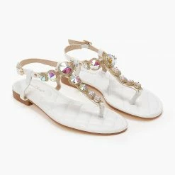 The Fashion Project Πέδιλα φλατ με μεγάλα στρας - Λευκό