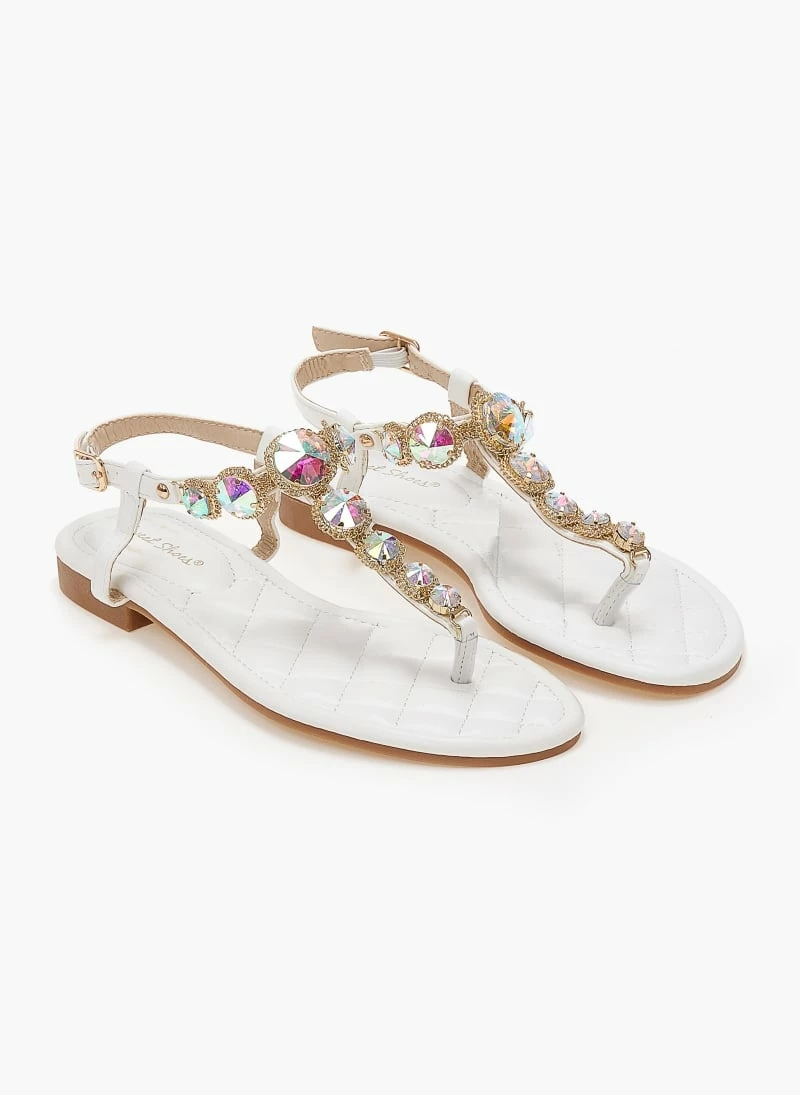 The Fashion Project Πέδιλα φλατ με μεγάλα στρας - Λευκό 3 The Fashion Project Πέδιλα φλατ με μεγάλα στρας - Λευκό