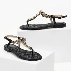 The Fashion Project Πέδιλα φλατ με μεγάλα στρας - Μαύρο 8 The Fashion Project Πέδιλα φλατ με μεγάλα στρας - Μαύρο -Σανδάλια κατάστημα pedila flat me megala stras 101512 stz0