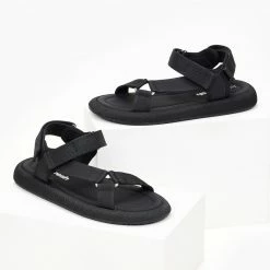 Πέδιλα φλατ με ντυμένη σόλα Refresh 79546 - Μαύρο -Σανδάλια κατάστημα pedila flat me ntumeni sola refresh 79546 100497 zbzb